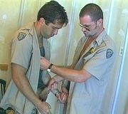 Police gay gay Naked jamacain armyman Shaw arms man